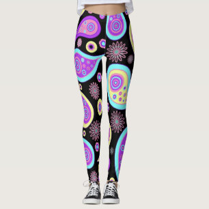 Neon Paisley Mönster Leggings