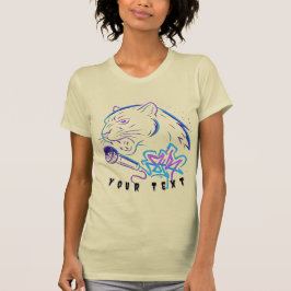 Neon Panther Graffiti Mic Art T Shirt