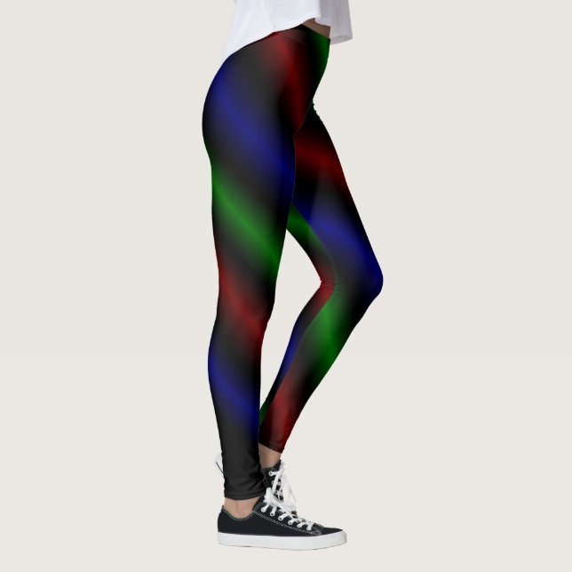Neon Parallel Linjer Mönster Leggings (Höger)