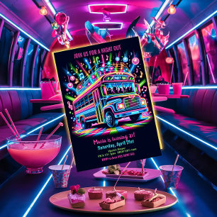 Neon Party Buss 21:a födelsedagsinbjudan Inbjudningar