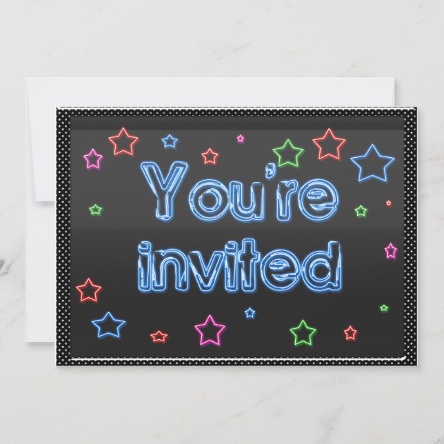 Neon Party-inbjudan Inbjudningar (Framsida)