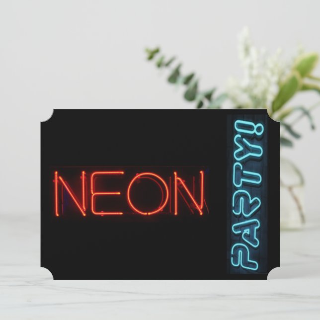 Neon Party Inbjudningar (Stående Fram)