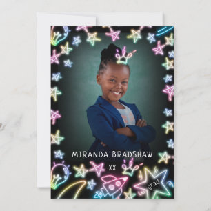 Neon Pastel Stars Galaxy Kids Studenten Photo Meddelande
