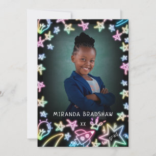 Neon Pastel Stars Galaxy Kids Studenten Photo Meddelande
