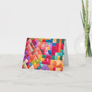 Neon Patchwork Quilt Mönster Anteckningskort