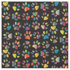 Neon Paw-utskrift på svart Tyg