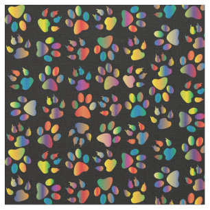 Neon Paw-utskrift på svart Tyg