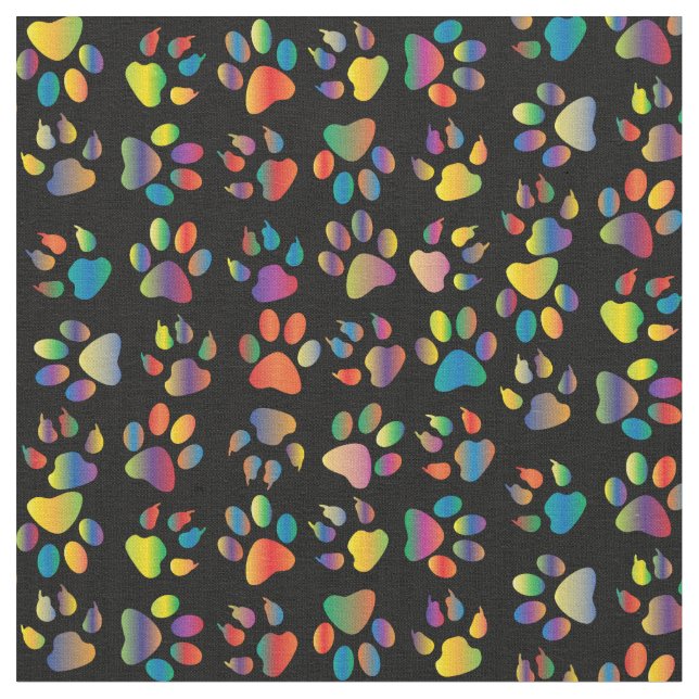 Neon Paw-utskrift på svart Tyg (Närbild)