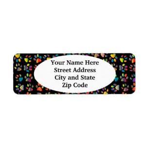 Neon Pawprint Black Returadress Etikett