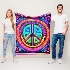 Neon Peace Mandala Fleecefilt