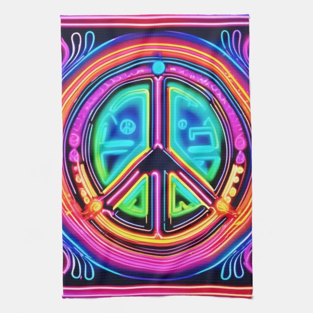 Neon Peace Mandala Kökshandduk (Vertikal)