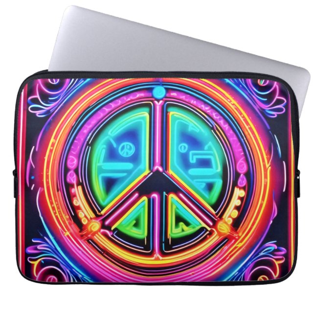 Neon Peace Mandala Laptop Fodral (Framsidan)