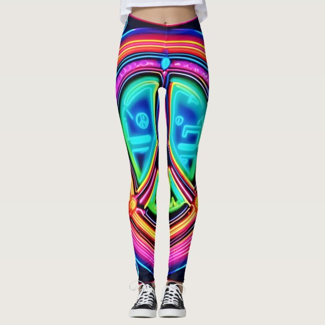 Neon Peace Mandala Leggings (Framsida)