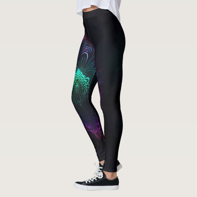 Neon Peacock Elegance Leggings (Vänster)