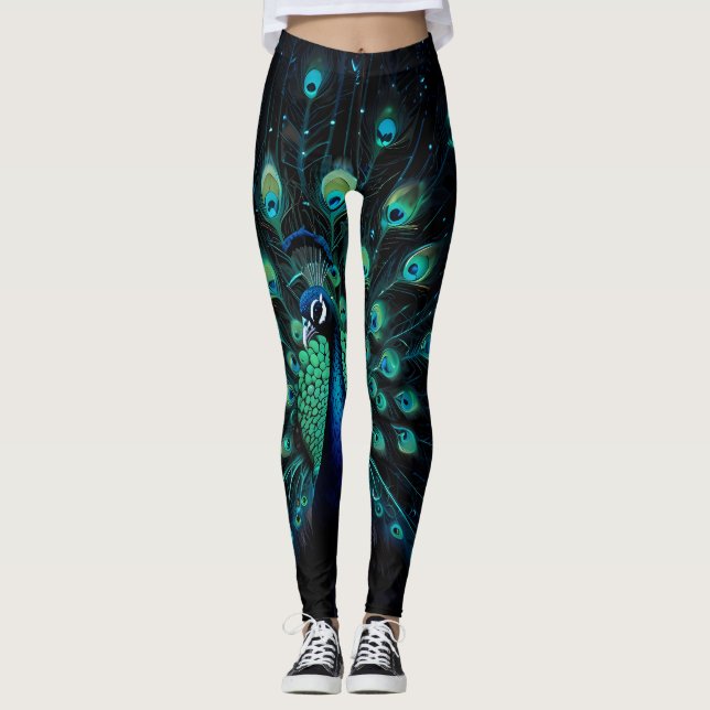 Neon Peacock Elegance Leggings (Framsida)