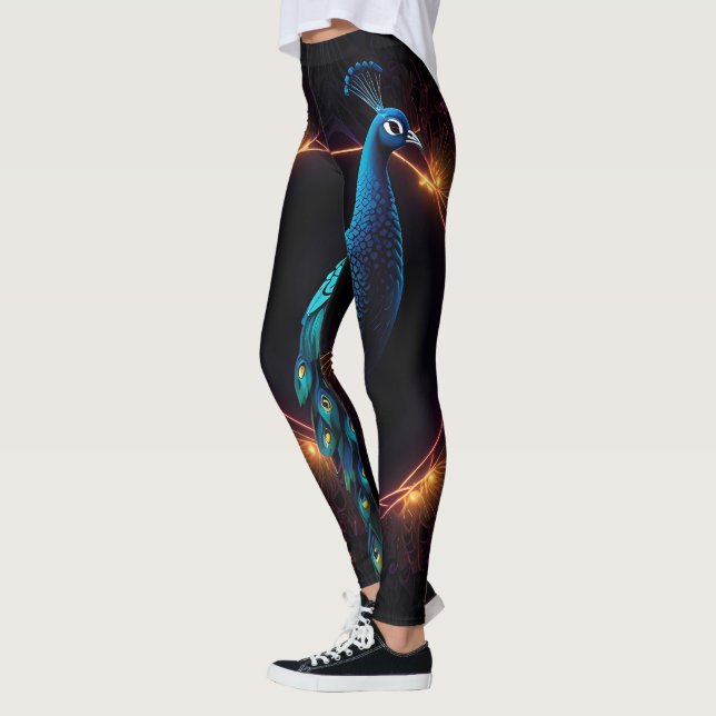 Neon Peacock Elegance Leggings (Vänster)
