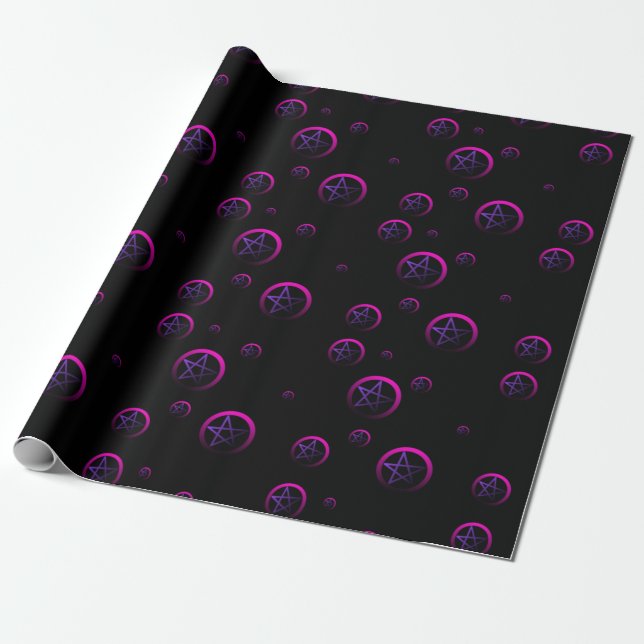 Neon Pentacles Witchy Wrappy Papper Presentpapper (Utrullad)