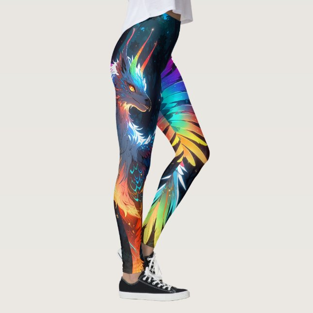 Neon Phoenix Bird Leggings (Höger)