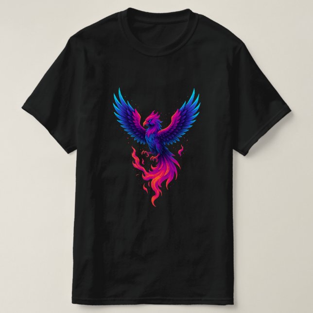 Neon Phoenix Rebirth – Vibrant Mythical Firebird  T Shirt (Design framsida)