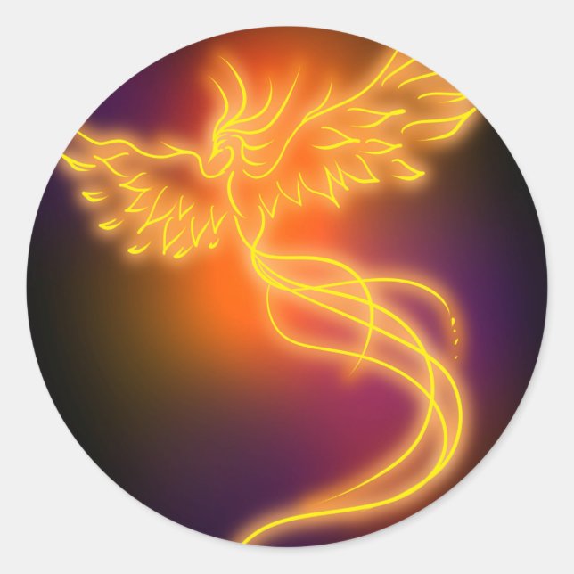 Neon Phoenix Runt Klistermärke (Framsida)