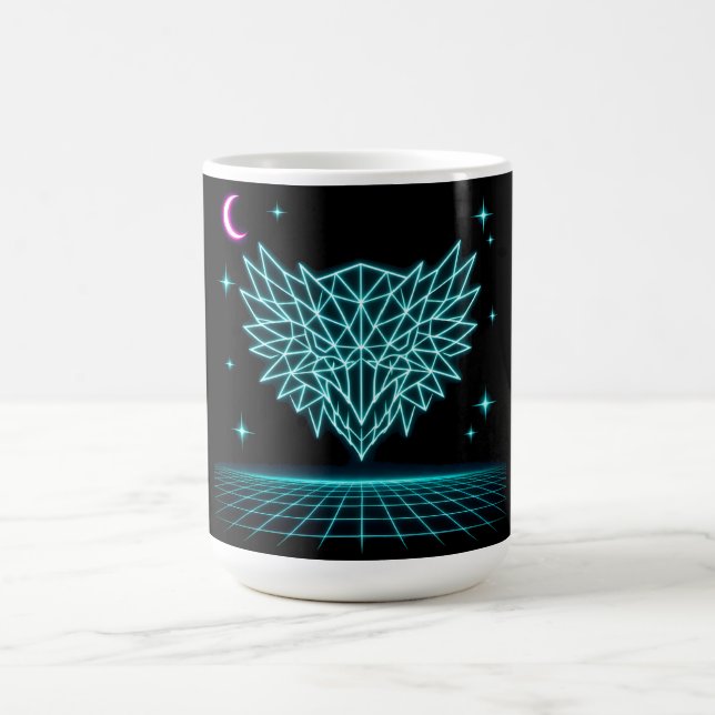 Neon Phoenix Synthwave - Retro Eld Uppstigande Kaffemugg (Center)