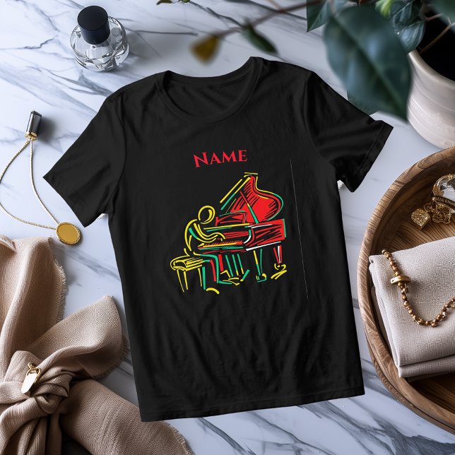 Neon Piano Line Art | Vibrant Musical T-Shirt (Skapare uppladdad)