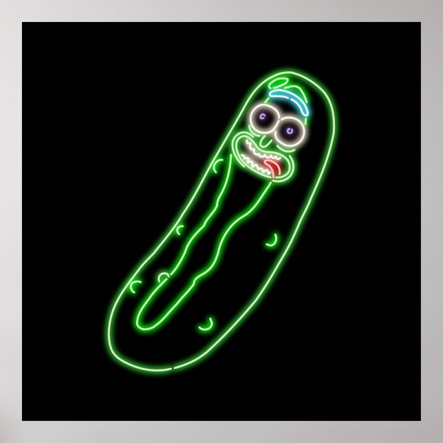 Neon Pickle Rick Black Poster (Framsidan)