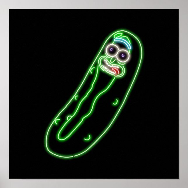 Neon Pickle Rick Black Poster (Framsidan)