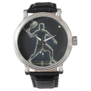 Neon Pickleball Player med Paddle Armbandsur