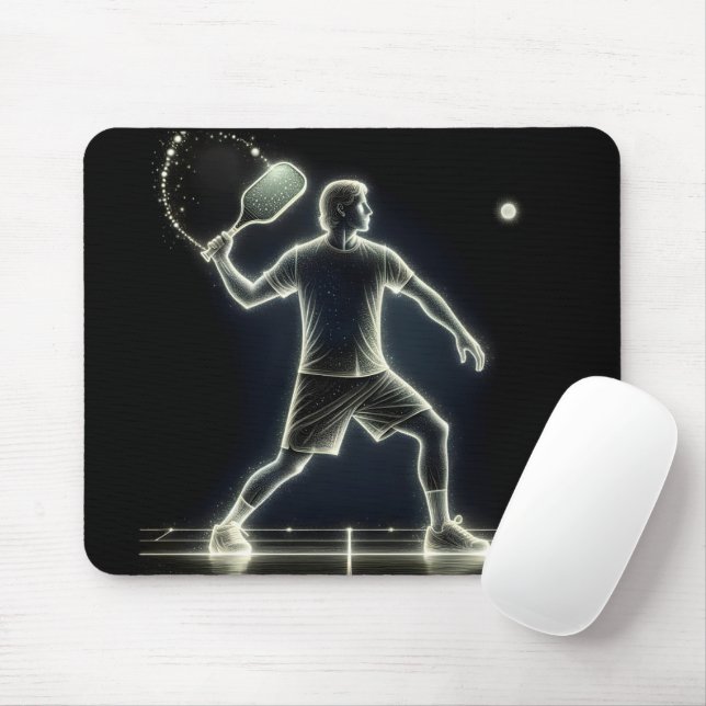 Neon Pickleball Player med Paddle Musmatta (Med mus)