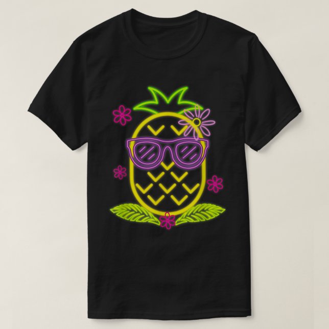 Neon Pineapple Summer Vibes Design T Shirt (Design framsida)