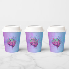 Neon Pink Brain Paper Cups