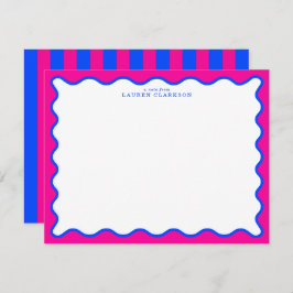 Neon Pink & Electric Blue Wavy Note Card Inbjudningar