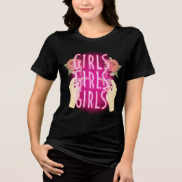 Neon Pink Girls Girls Girls Sign T Shirt