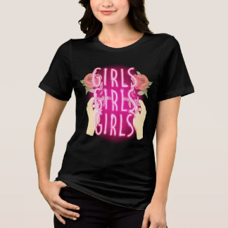 Neon Pink Girls Girls Girls Sign T Shirt