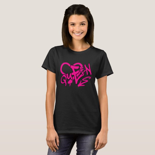 Neon Pink “Queen” Graffiti T Shirt (Hel framsida)