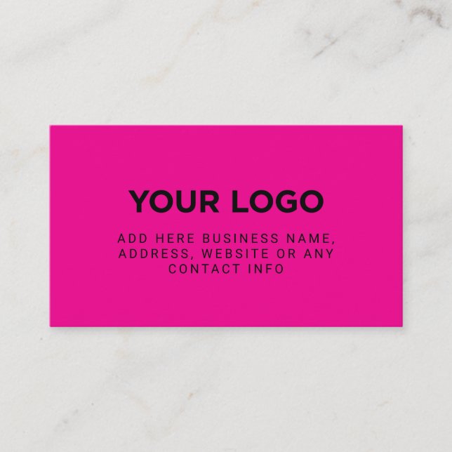 Neon Pink | Simple Company Logo Visitkort (Framsida)