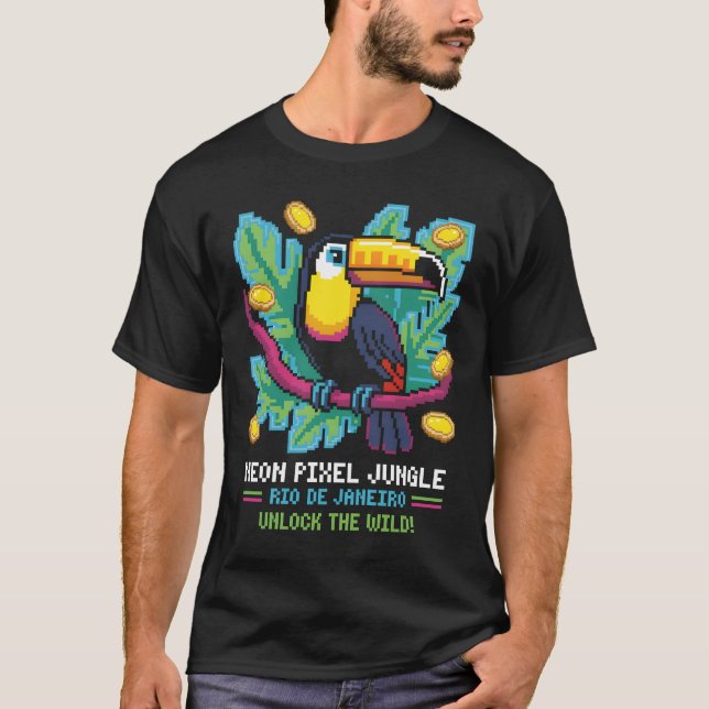 Neon Pixel Jungle T Shirt (Framsida)