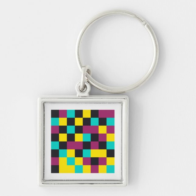 Neon Pixel Mönster Nyckelring (Framsidan)