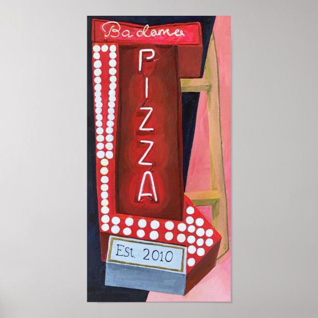Neon Pizza Sign Poster (Framsidan)