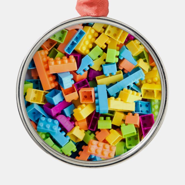 Neon Plastic Byggnad Blocks Julgransprydnad Metall (Framsidan)