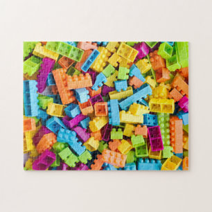 Neon Plastic Byggnad Blocks Pussel