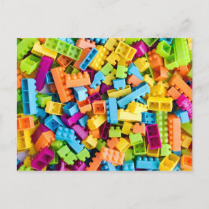 Neon Plastic Byggnad Blocks Vykort