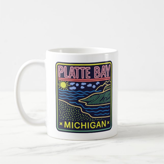 Neon Platte Bay Michigan Kaffemugg (Vänster)