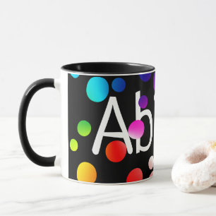 Neon Polka dots med Namn Mugg