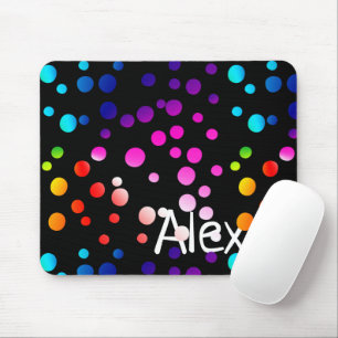 Neon Polka dots med Namn Musmatta