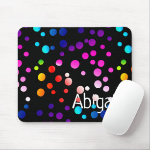 Neon Polka dots med Namn Musmatta