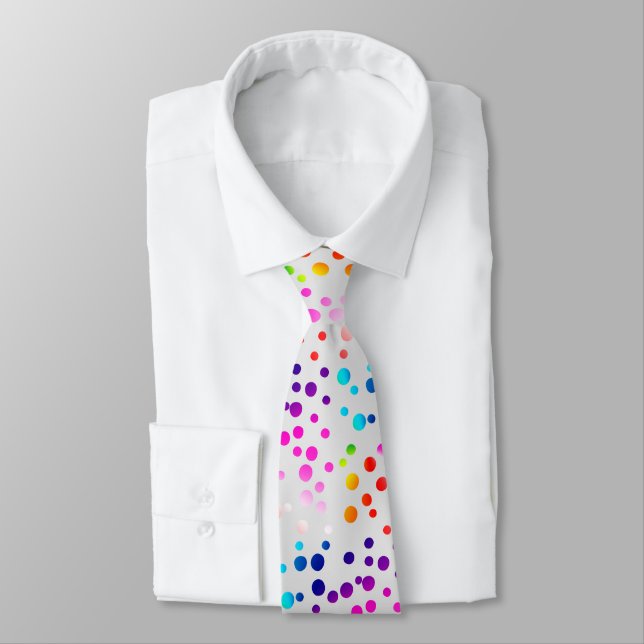 Neon Polka dots på Silver Grått Slips (Bunden)