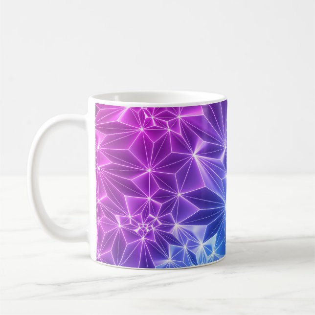 Neon Polygonal: Rosa Blue 3D. Kaffemugg (Vänster)