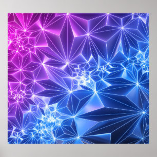Neon Polygonal: Rosa Blue 3D. Poster